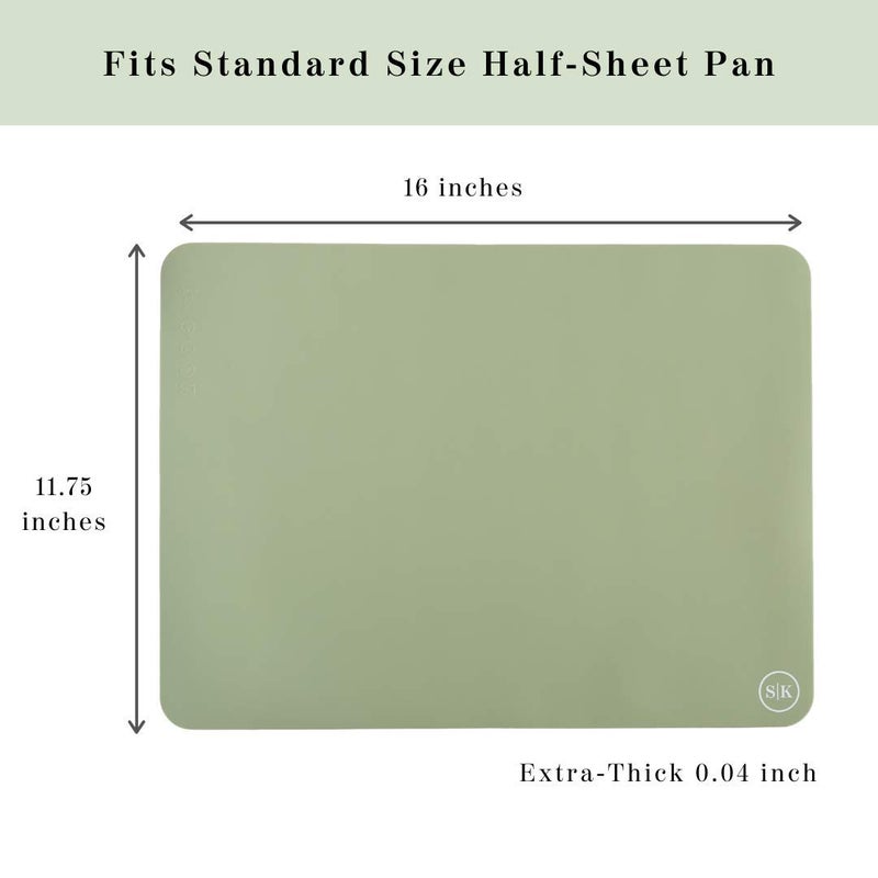 The Silicone Kitchen Silicone Oven Baking Mats BPA Free, Extra Thick, Half Sheet 16 in by 11.75 in, Set of 2, Green and Gray - Image 2